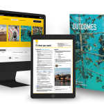 Adult Program Outcomes collage with Book and Spark platform in devices