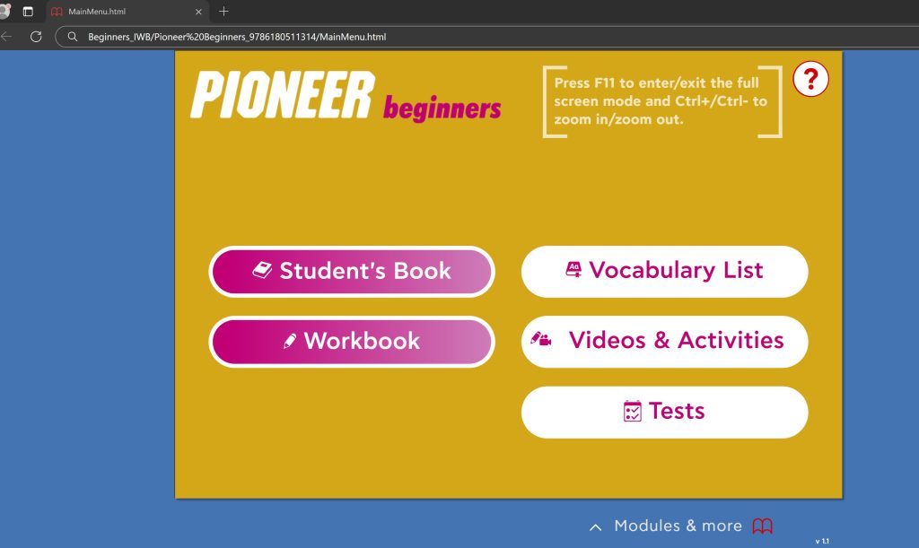 Download Pioneer (British English) - MM Publications - IWB Interactive tool 1 Pioneer IWB Download